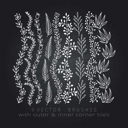 set of brushes with outer and inner corner vector image