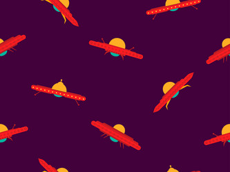 ufo seamless pattern in flat style background vector image
