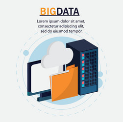 big data center base and web hosting icon set vector image