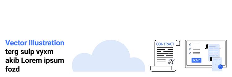 digital contract signing process with cloud vector image