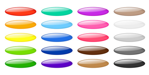 Glossy Oval Web Buttons - Colorful Icons vector image