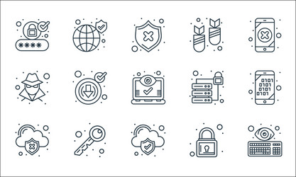 Web security line icons linear set quality vector