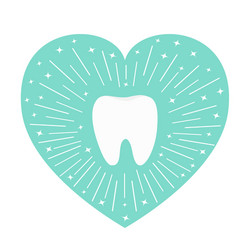 healthy tooth icon heart shape round line circle vector image