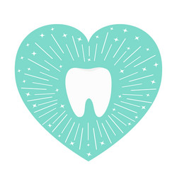 healthy tooth icon heart shape round line circle vector