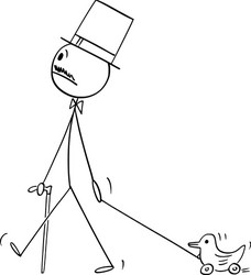 insane nobleman walking with stick and top hat vector