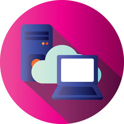 isolated digital laptop and cloud block gradient vector image