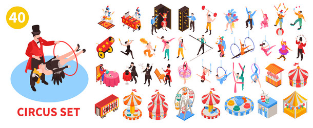 circus icons big set vector