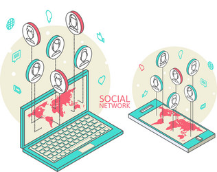 conceptual image with social networks flat vector