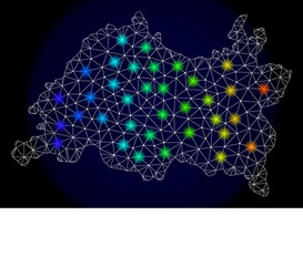 polygonal 2d mesh map of tatarstan with colorful vector image