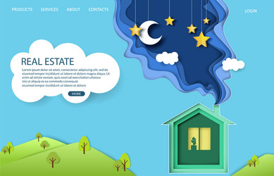 Real estate landing page design website banner vector