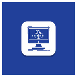 blue round button for 3d cube dimensional vector image