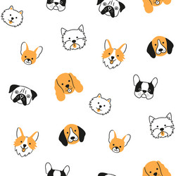 seamless pattern with heads of different breeds vector