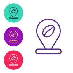 set line location with coffee bean icon isolated vector image