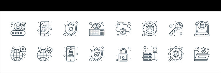web security line icons linear set quality vector image