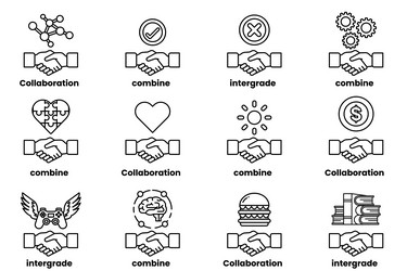 a series of handshakes each with different vector image