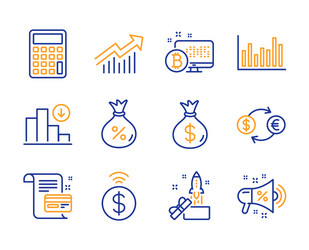 bitcoin system innovation and bar diagram icons vector image
