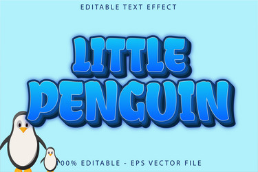 little penguin editable text effect cartoon style vector image