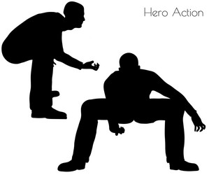 man in hero action pose vector image