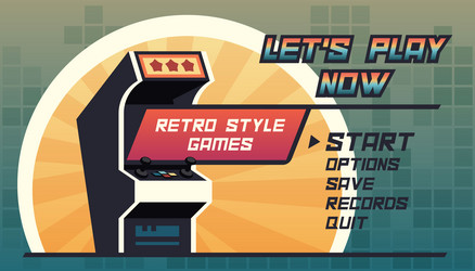 retro game menu 8 bit style machine vector