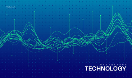 ai blue tech abstract background with wavy lines vector image