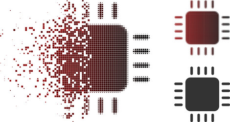disintegrating dot halftone processor icon vector image