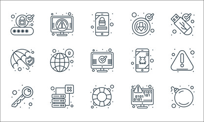 web security line icons linear set quality vector image