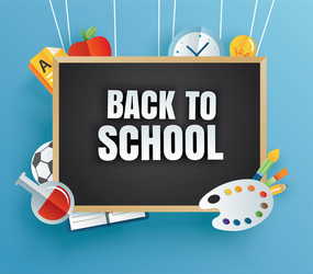 back to school banner with education items vector