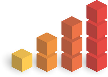 bar chart 4 growing columns 3d isometric vector image