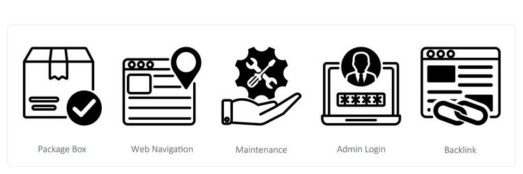 a set of 5 web design icons as package box vector image