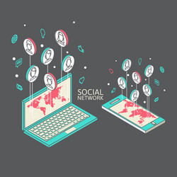 conceptual image with social networks flat vector image
