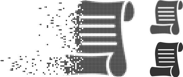 Dust pixel halftone script roll icon vector