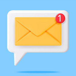3D Mail Envelope with Notification vector image