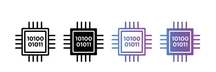 computation icon set cloud server processor vector image