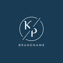 KP Monogram Initial Logo - Circle Line Style vector image
