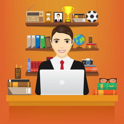 man with laptop business in a suit working vector image