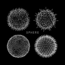 sphere with connected lines 3d grid design vector image
