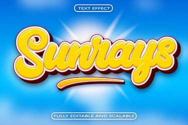 sun rays editable text effect 3 dimension emboss vector image