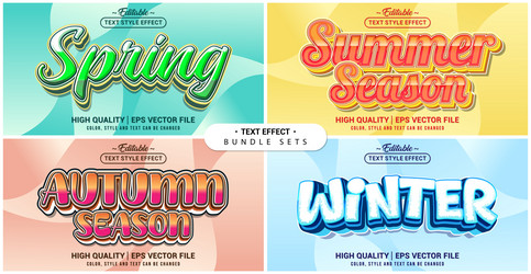 text style effect bundle set spring summer autumn vector image