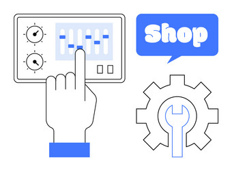 user interacting with control panel and settings vector image