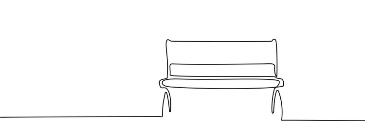 Wood bench in park one line drawing Royalty Free Vector