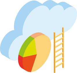 Cloud with stairs and pie chart on white vector