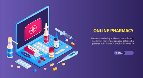 Online pharmacy isometric banner vector