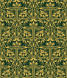 damask seamless pattern repeating background gold vector image