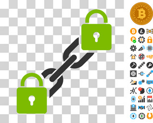 lock blockchain icon with bonus vector image