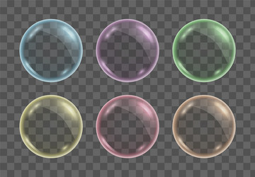 realistic colorful transparent soap water bubbles vector