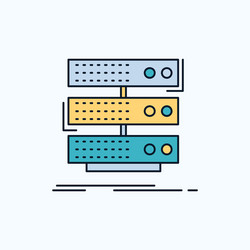 server storage rack database data flat icon green vector image