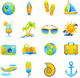 Summer vacation icons Royalty Free Vector Image