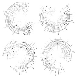 abstract elements set of circular lines and rays vector image