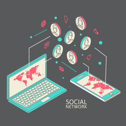 conceptual image with social networks flat vector image
