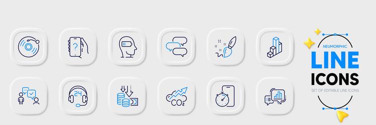 Consulting 3d chart and weariness line icons vector